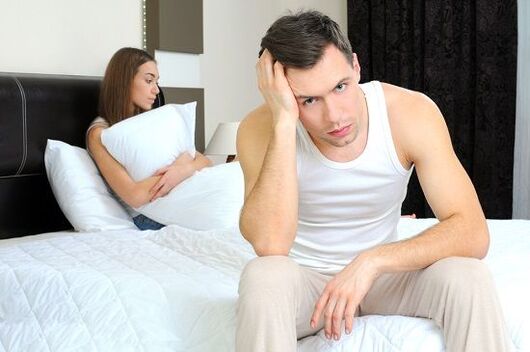 the man is upset by pathological discharge when excited