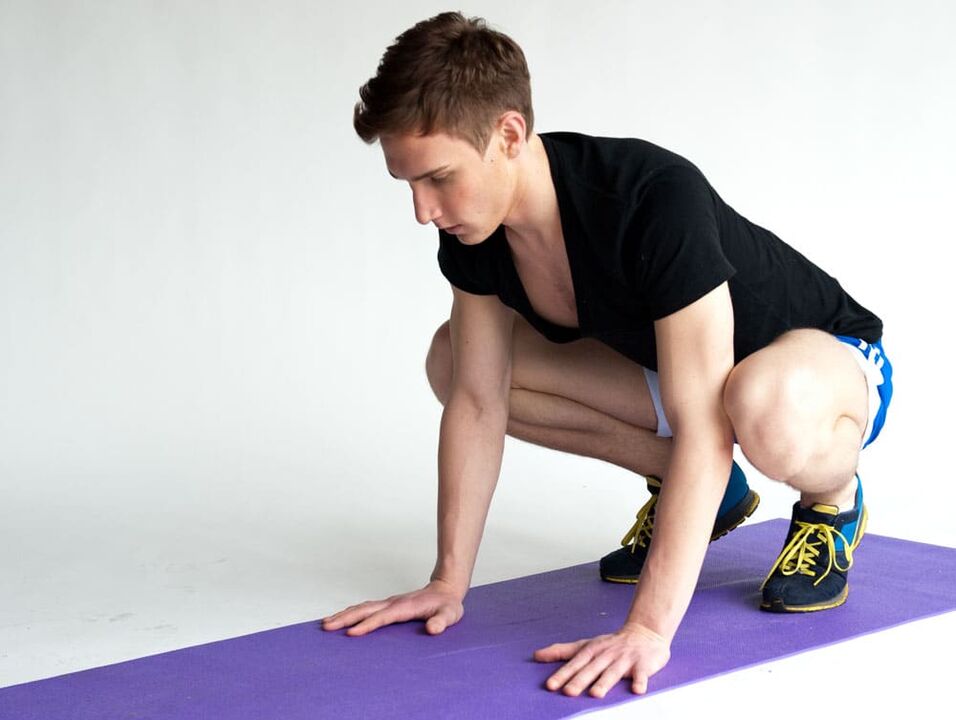 Frog exercise for working the muscles of the male pelvic area